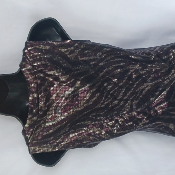 Express Purple/Black Zebra Vneck Tank, Medium, shimmer, nwt, sz S - Picture 4 of 8